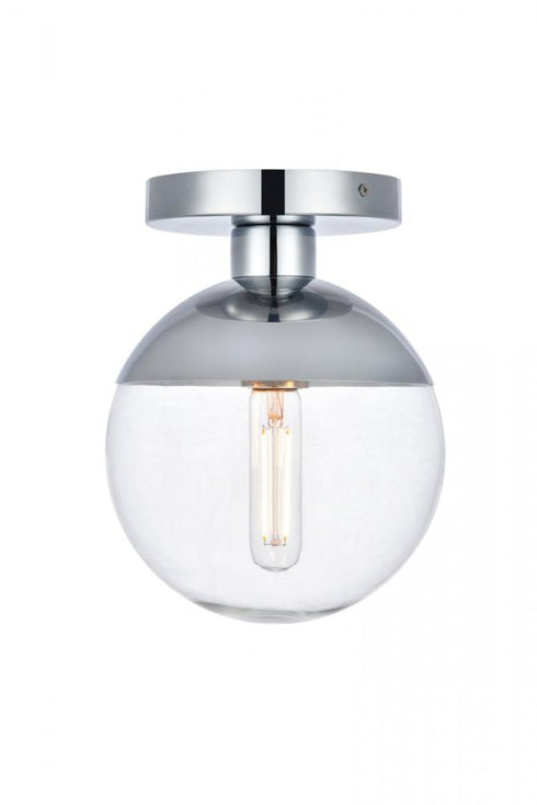 Elegant Lighting Eclipse 1 Light Black Flush Mount With Frosted White Glass in Black and Frosted White Finish Model: LD6050BK