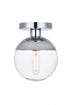 Elegant Lighting Eclipse 1 Light Black Flush Mount With Frosted White Glass in Black and Frosted White Finish Model: LD6050BK
