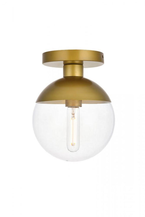 Elegant Lighting Eclipse 1 Light Black Flush Mount With Frosted White Glass in Black and Frosted White Finish Model: LD6050BK