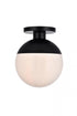 Elegant Lighting Eclipse 1 Light Black Flush Mount With Frosted White Glass in Black and Frosted White Finish Model: LD6050BK