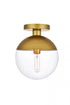 Elegant Lighting Eclipse 1 Light Black Flush Mount With Frosted White Glass in Black and Frosted White Finish Model: LD6050BK