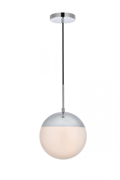 Elegant Lighting Eclipse 1 Light Black Pendant With Frosted White Glass in Black and Frosted White Finish Model: LD6026BK