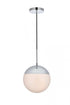 Elegant Lighting Eclipse 1 Light Black Pendant With Frosted White Glass in Black and Frosted White Finish Model: LD6026BK