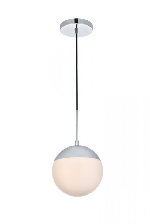 Elegant Lighting Eclipse 1 Light Black Pendant With Frosted White Glass in Black and Frosted White Finish Model: LD6026BK