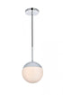 Elegant Lighting Eclipse 1 Light Black Pendant With Frosted White Glass in Black and Frosted White Finish Model: LD6026BK