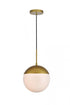 Elegant Lighting Eclipse 1 Light Black Pendant With Frosted White Glass in Black and Frosted White Finish Model: LD6026BK