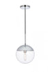Elegant Lighting Eclipse 1 Light Black Pendant With Frosted White Glass in Black and Frosted White Finish Model: LD6026BK