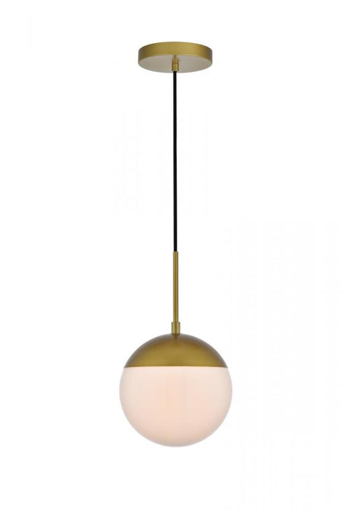 Elegant Lighting Eclipse 1 Light Black Pendant With Frosted White Glass in Black and Frosted White Finish Model: LD6026BK
