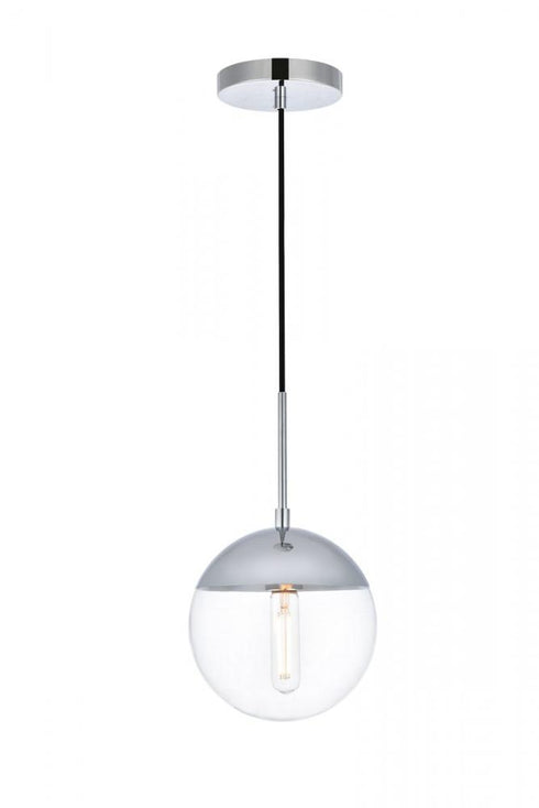 Elegant Lighting Eclipse 1 Light Black Pendant With Frosted White Glass in Black and Frosted White Finish Model: LD6026BK