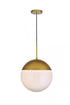 Elegant Lighting Eclipse 1 Light Black Pendant With Frosted White Glass in Black and Frosted White Finish Model: LD6026BK