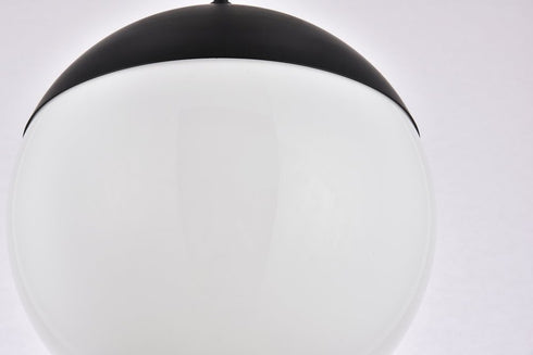 Elegant Lighting Eclipse 1 Light Black plug in pendant With Frosted White Glass in Black and Frosted White Finish Model: LDPG6032BK