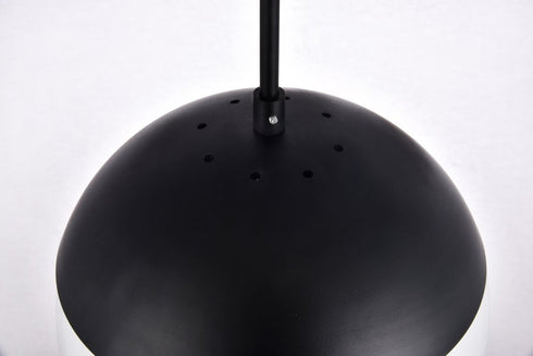 Elegant Lighting Eclipse 1 Light Black plug in pendant With Frosted White Glass in Black and Frosted White Finish Model: LDPG6032BK