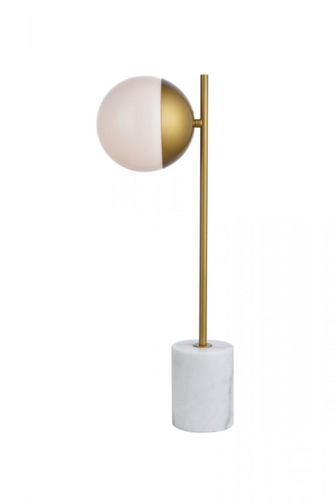 Elegant Lighting Eclipse 1 Light Black Table Lamp With Frosted White Glass in Black and Frosted White Finish Model: LD6104BK