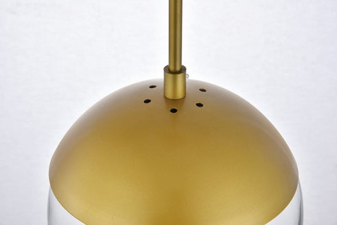 Elegant Lighting Eclipse 1 Light Brass plug in pendant With Clear Glass in Brass and Clear Finish Model: LDPG6031BR