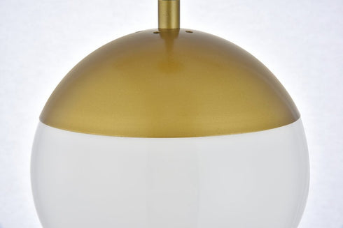 Elegant Lighting Eclipse 1 Light Brass plug in pendant With Frosted White Glass in Brass and Frosted White Finish Model: LDPG6030BR