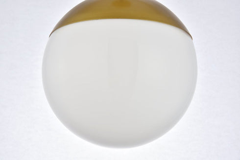 Elegant Lighting Eclipse 1 Light Brass plug in pendant With Frosted White Glass in Brass and Frosted White Finish Model: LDPG6030BR