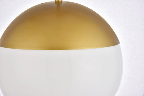 Elegant Lighting Eclipse 1 Light Brass plug in pendant With Frosted White Glass in Brass and Frosted White Finish Model: LDPG6036BR