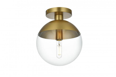 Elegant Lighting Eclipse 10 inch Flush Mount Clear Shade in Chrome in Satin Gold and Clear Finish Model: LD6063SG
