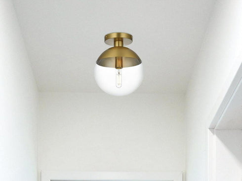 Elegant Lighting Eclipse 10 inch Flush Mount Clear Shade in Chrome in Satin Gold and Clear Finish Model: LD6063SG