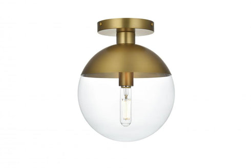 Elegant Lighting Eclipse 10 inch Flush Mount Clear Shade in Chrome in Satin Gold and Clear Finish Model: LD6063SG