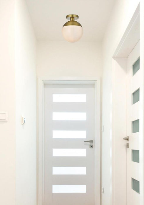 Elegant Lighting Eclipse 10 inch Flush Mount Frosted White Shade in Satin Gold in Satin Gold and Frosted White Finish Model: LD6062SG