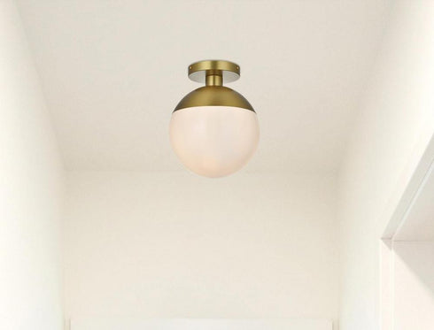 Elegant Lighting Eclipse 10 inch Flush Mount Frosted White Shade in Satin Gold in Satin Gold and Frosted White Finish Model: LD6062SG