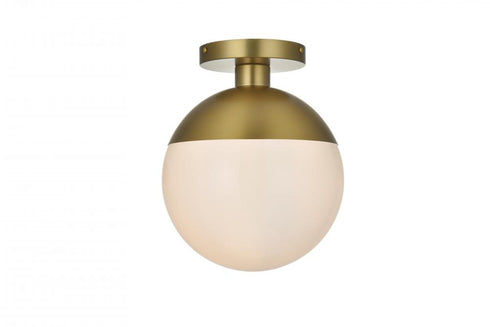 Elegant Lighting Eclipse 10 inch Flush Mount Frosted White Shade in Satin Gold in Satin Gold and Frosted White Finish Model: LD6062SG