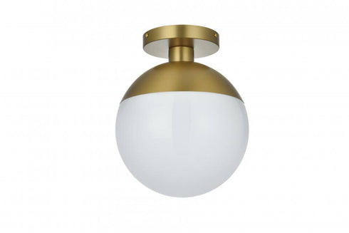 Elegant Lighting Eclipse 10 inch Flush Mount Frosted White Shade in Satin Gold in Satin Gold and Frosted White Finish Model: LD6062SG