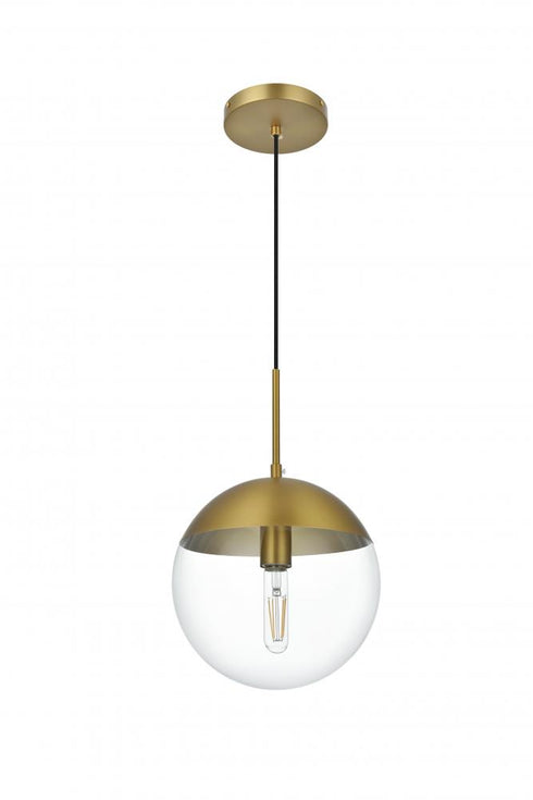 Elegant Lighting Eclipse 10 inch Pendant Clear Shade in Chrome in Satin Gold and Clear Finish Model: LD6033SG