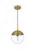 Elegant Lighting Eclipse 10 inch Pendant Clear Shade in Chrome in Satin Gold and Clear Finish Model: LD6033SG