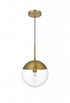 Elegant Lighting Eclipse 10 inch Pendant Clear Shade in Chrome in Satin Gold and Clear Finish Model: LD6033SG