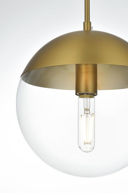 Elegant Lighting Eclipse 10 inch Pendant Clear Shade in Chrome in Satin Gold and Clear Finish Model: LD6033SG