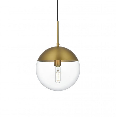 Elegant Lighting Eclipse 10 inch Pendant Clear Shade in Chrome in Satin Gold and Clear Finish Model: LD6033SG