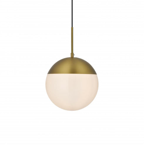 Elegant Lighting Eclipse 10 inch Pendant Frosted White Shade in Satin Gold in Satin Gold and Frosted White Finish Model: LD6032SG