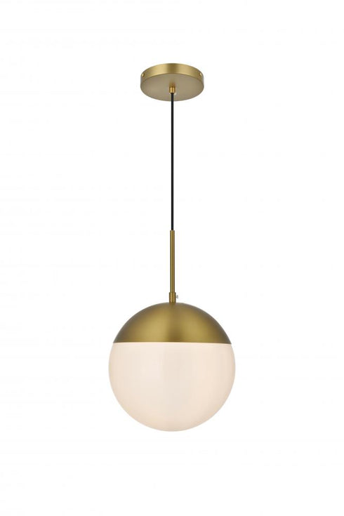 Elegant Lighting Eclipse 10 inch Pendant Frosted White Shade in Satin Gold in Satin Gold and Frosted White Finish Model: LD6032SG