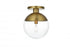 Elegant Lighting Eclipse 12 inch Flush Mount Clear Shade in Chrome in Satin Gold and Clear Finish Model: LD6057SG
