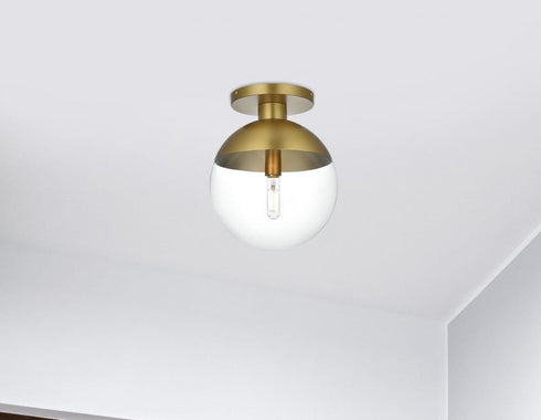 Elegant Lighting Eclipse 12 inch Flush Mount Clear Shade in Chrome in Satin Gold and Clear Finish Model: LD6057SG
