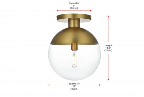 Elegant Lighting Eclipse 12 inch Flush Mount Clear Shade in Chrome in Satin Gold and Clear Finish Model: LD6057SG