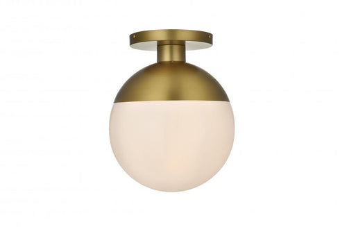 Elegant Lighting Eclipse 12 inch Flush Mount Frosted White Shade in Satin Gold in Satin Gold and Frosted White Finish Model: LD6056SG