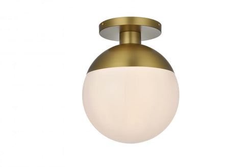 Elegant Lighting Eclipse 12 inch Flush Mount Frosted White Shade in Satin Gold in Satin Gold and Frosted White Finish Model: LD6056SG