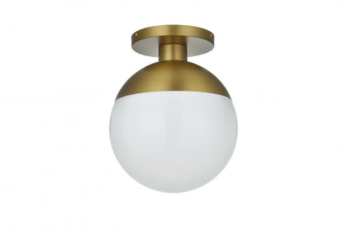 Elegant Lighting Eclipse 12 inch Flush Mount Frosted White Shade in Satin Gold in Satin Gold and Frosted White Finish Model: LD6056SG