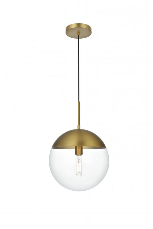 Elegant Lighting Eclipse 12 inch Pendant Clear Shade in Chrome in Satin Gold and Clear Finish Model: LD6039SG