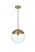 Elegant Lighting Eclipse 12 inch Pendant Clear Shade in Chrome in Satin Gold and Clear Finish Model: LD6039SG