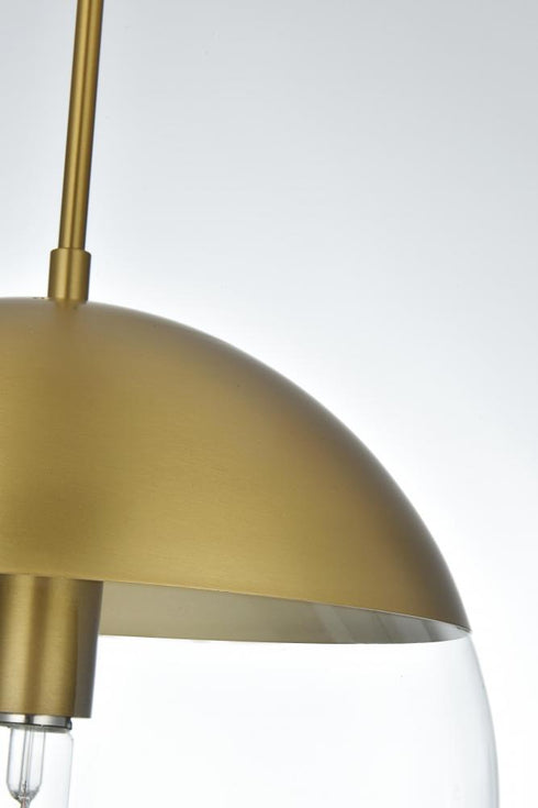 Elegant Lighting Eclipse 12 inch Pendant Clear Shade in Chrome in Satin Gold and Clear Finish Model: LD6039SG