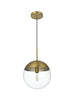 Elegant Lighting Eclipse 12 inch Pendant Clear Shade in Chrome in Satin Gold and Clear Finish Model: LD6039SG