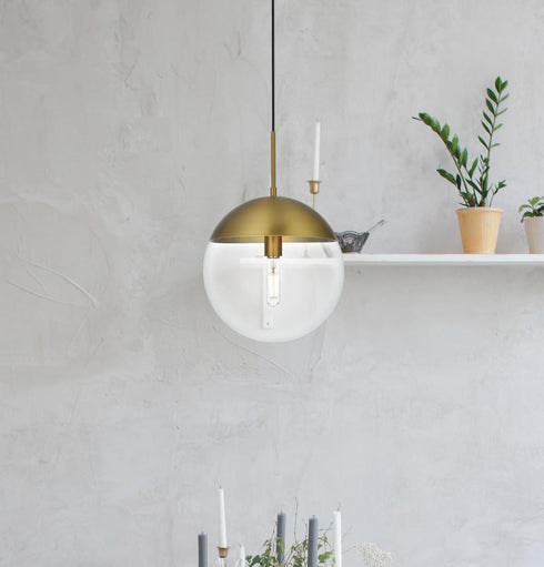 Elegant Lighting Eclipse 12 inch Pendant Clear Shade in Chrome in Satin Gold and Clear Finish Model: LD6039SG
