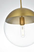 Elegant Lighting Eclipse 12 inch Pendant Clear Shade in Chrome in Satin Gold and Clear Finish Model: LD6039SG