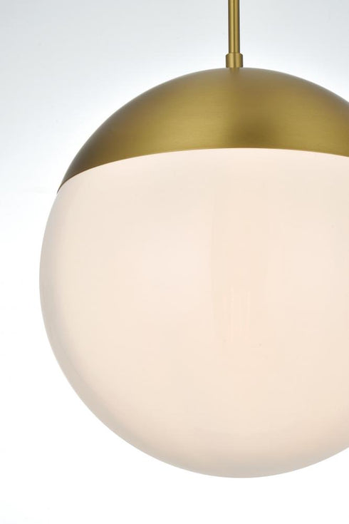 Elegant Lighting Eclipse 12 inch Pendant Frosted White Shade in Satin Gold in Satin Gold and Frosted White Finish Model: LD6038SG