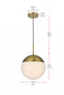 Elegant Lighting Eclipse 12 inch Pendant Frosted White Shade in Satin Gold in Satin Gold and Frosted White Finish Model: LD6038SG