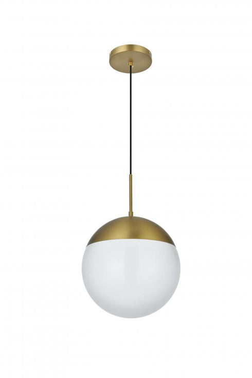 Elegant Lighting Eclipse 12 inch Pendant Frosted White Shade in Satin Gold in Satin Gold and Frosted White Finish Model: LD6038SG